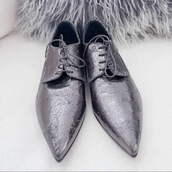 NEW Miu Miu Oxford lace up shoes size 36.5 in silver - Picture 8 of 9
